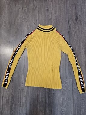UNIF Yellow Ribbed Turtleneck Sweater Top